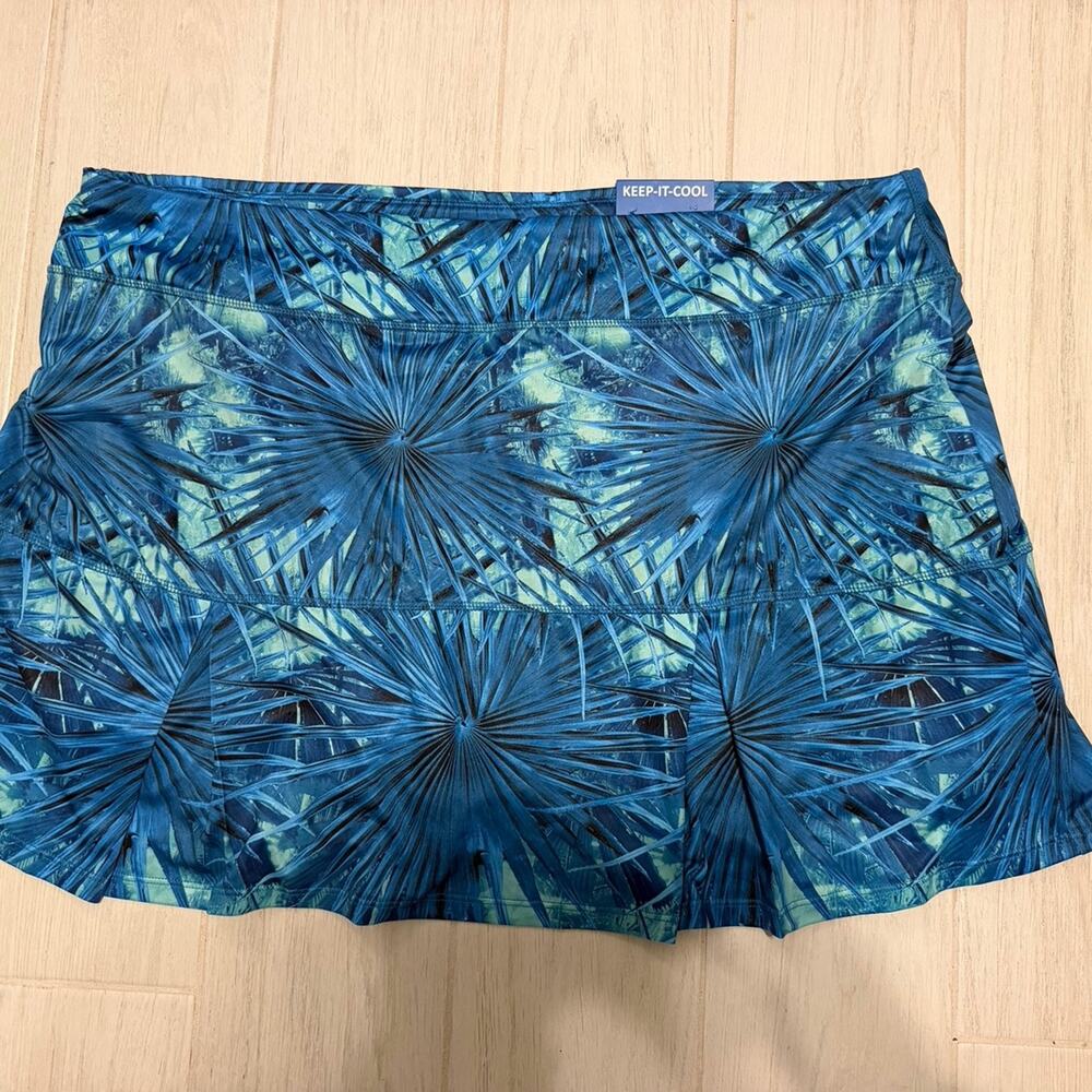 NWT Reel Legends 2X Tropical Palm Swim Skirt UPF 50 Swim Skort